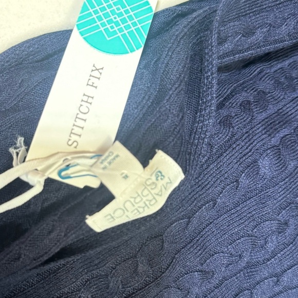 Cable Knit Dolman Pullover Sweater Navy - Picture 5 of 5